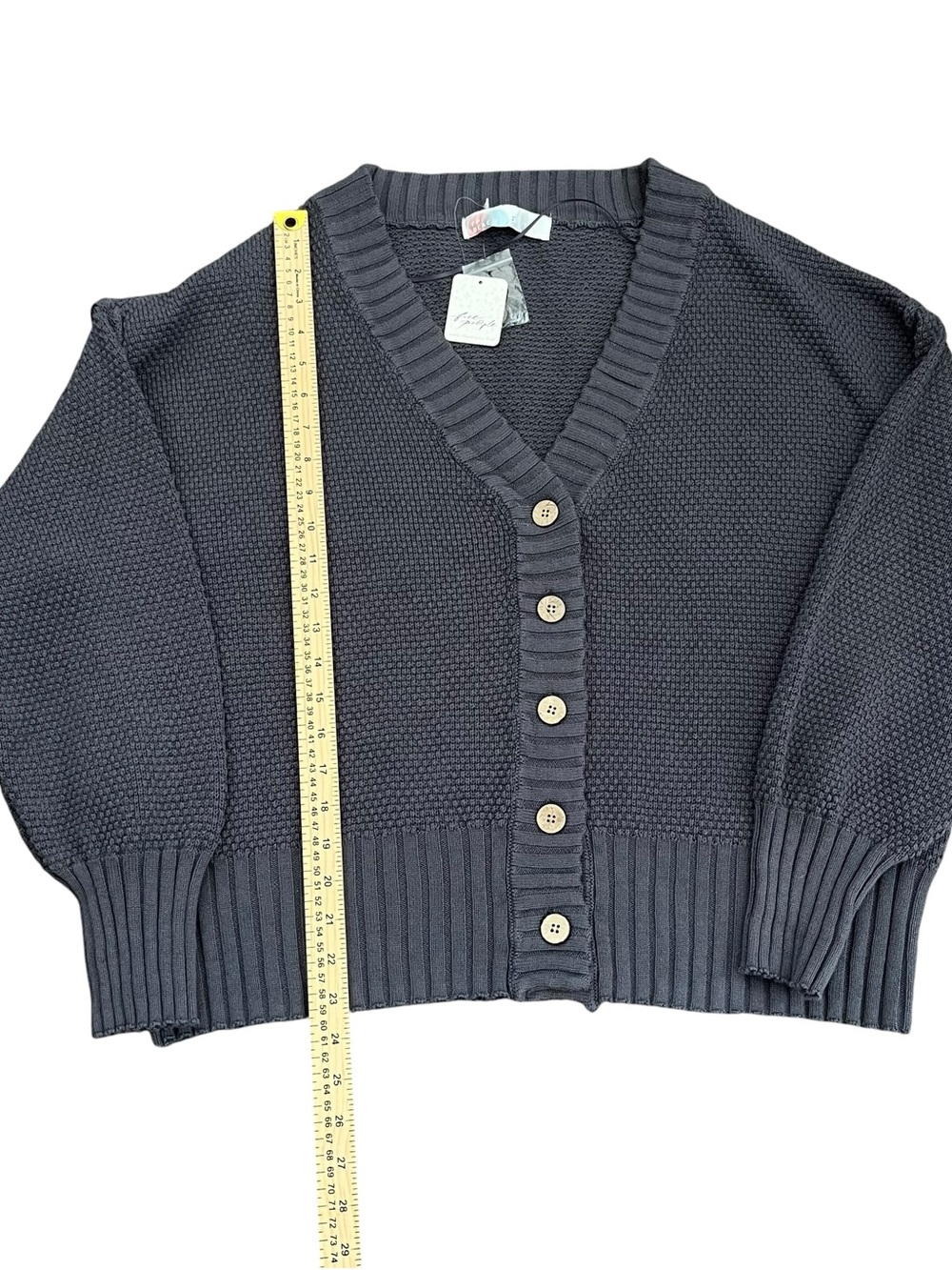 Free People FP Beach Hailee Waffle Knit Cardigan Gray NWT Size S - Picture 8 of 12